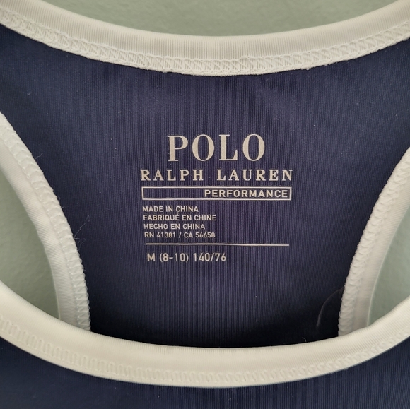 Polo Ralph Lauren Girls Polo Tennis US Open Racerback Dress Navy Blue Logo New - Picture 2 of 8